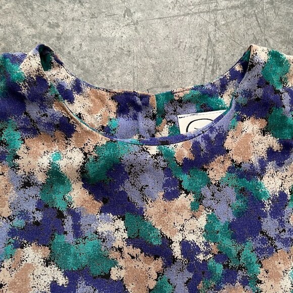 Vintage Pappagallo Abstract Floral Blouse Shirt Short Sleeve Womens Medium Large - Picture 3 of 12